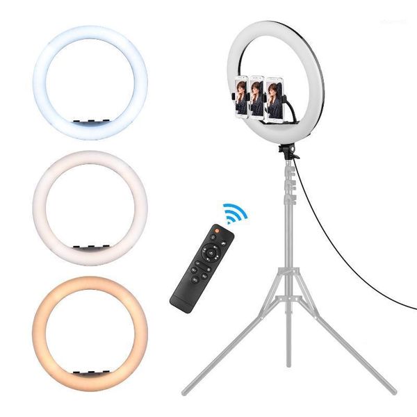 

18 inch led ring light pgraphy lamp set stepless with phone holders remote control for selfie makeup live streaming vlogging1