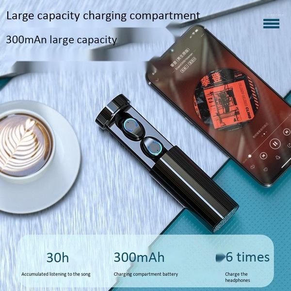 

f9-6 cylinder tws wireless 3d mini bluetooth earphone 5.0 with dual mic sports waterproof stereo hifi bass surround headset1