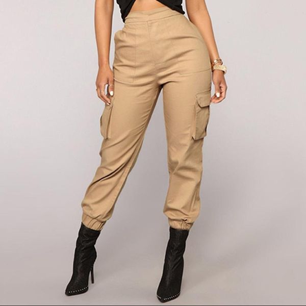 

high waist pants camouflage loose joggers women army harem camo pants streetwear punk black cargo women capris trousers, Black;white