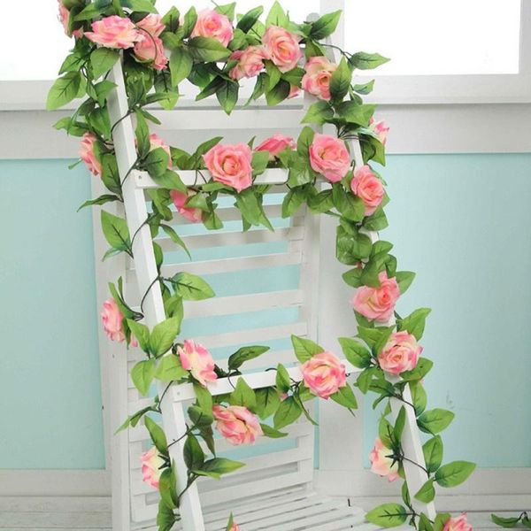 

decorative flowers & wreaths 2.3m 16pcs silk rose flower with ivy vine artificial for home garland party decor wedding