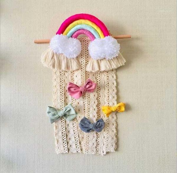 

hair accessories rainbow bows storage belt for girls clips barrette hairband hanging organizer strip holder 1pcs1, Slivery;white