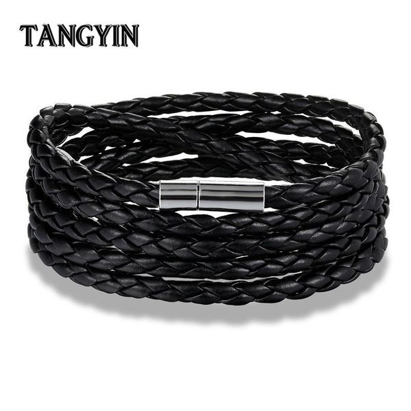 

tangyin 2018 survival rope chain multilayer charm pu braided leather bracelet men bracelet for women jewelry na qylsme