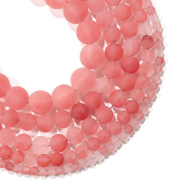 

1strand lot 4 6 8 10mm matte watermelon red chalcedony stone round loose spacer beads for bracelet jewelry makings supplies h bbypfv, Silver