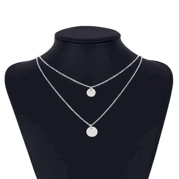 

золото серебро цвет круглый пришивания монет ожерелье двойной цепи layered choker ожерелье воротник женщин заявление ювелирные изделия bijou, Black