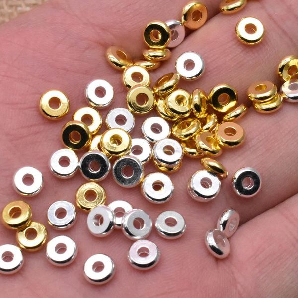 

yanqi aaa 4 6 8 мм оспределительные металлические медные бусины золото плоские круглые свободные бусины для ювелирных изделия браслет ожерел