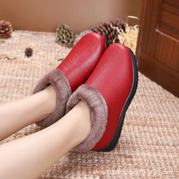 

old beijing women's cotton shoes casual snow boots middle-aged mother shoes plus velvet warm cotton waterproof snow boots, Black
