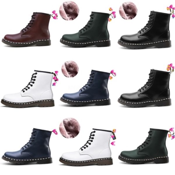 

boots 2020 female leather women boots thick heels ankle for women round toe winter shoes flat platform#8273222, Black