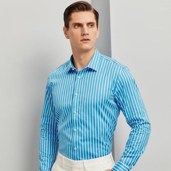 

non-iron 100% cotton fashion color striped shirts for men long sleeve standard-fit youthful vitality high-quality casual shirt1, White;black