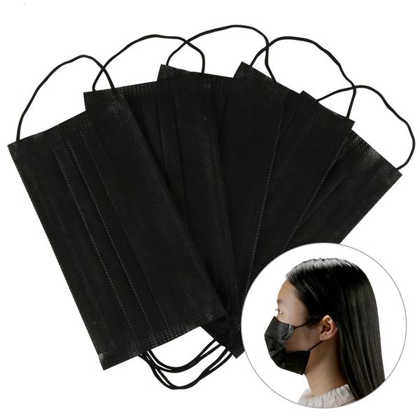 

factory price mask 10pcs black retail disposable packaging mouth face masks non-woven mask anti-dust mask 3 layers activ
