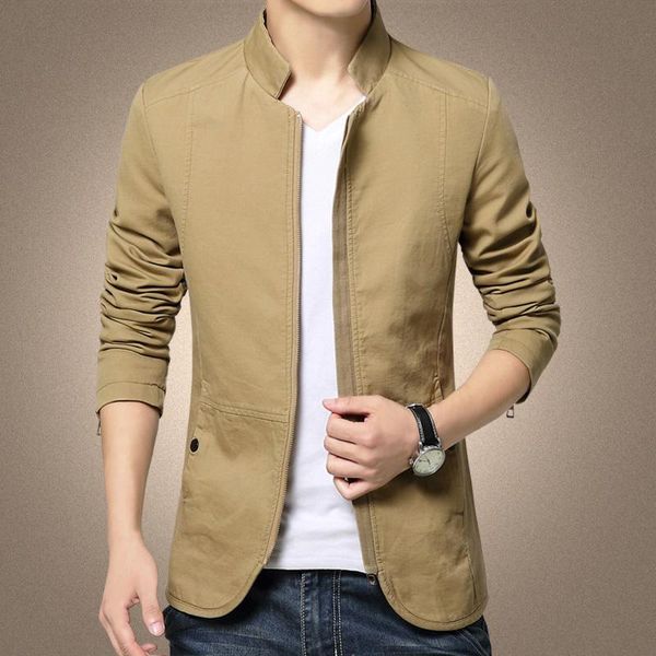 

casual men jacket new arrival cool slim fit style autumn spring mandarin collar coat men full length jacket, Black;brown