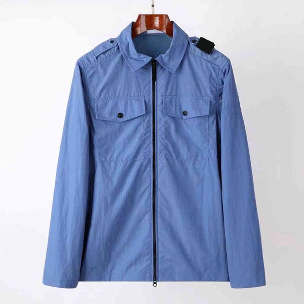 

summer men's jackets superior quality zipper simple solid color couple shirt lapel sports coat epaulet embroidery european and american, Black;brown