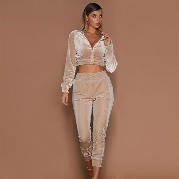 

running sets female fashion sweatshirt and trousers two-piece sports zipper suede suit casual simple style tracksuits, Black;blue
