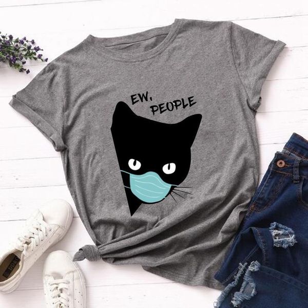 

ew people t-shirt funny cats with mask graphic tshirt kawaii cartoon t shirt women ladies tee shirts dropshipping female, White