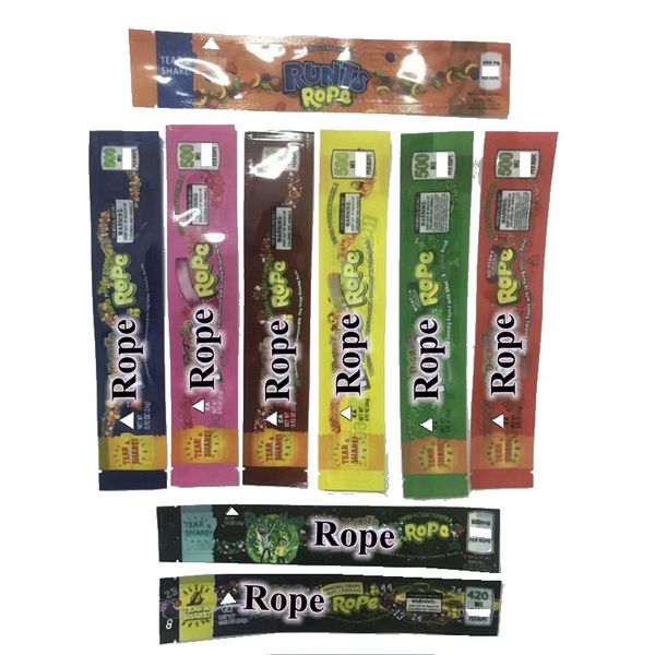 

2020 new types 500mg medicated runts rope empty edible gummy smell proof packaging bags 420 600 packaging mylar bags three edge-sealing bag
