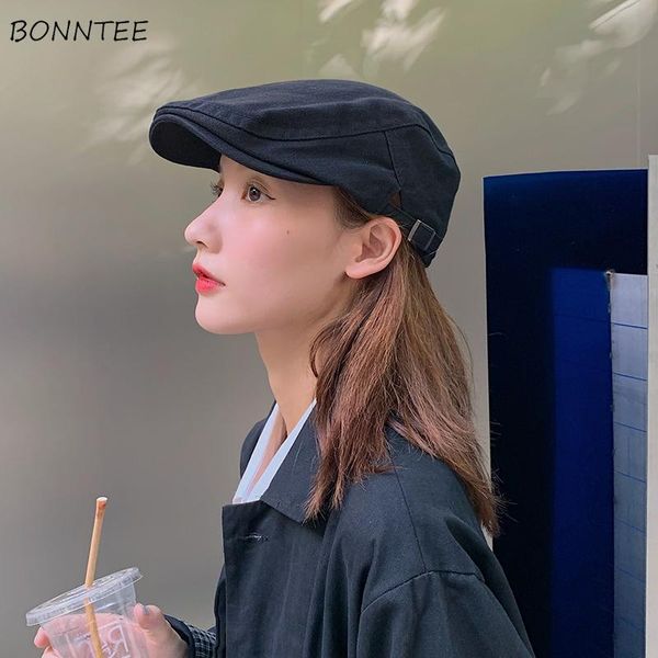 

berets women retro ins outdoor female hats charm solid teens all-match painter caps casual hat japanese style adjustion chic, Blue;gray
