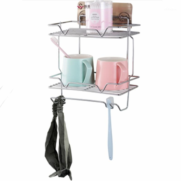 

bathroom shelves stainless steel double-layer square shelf1