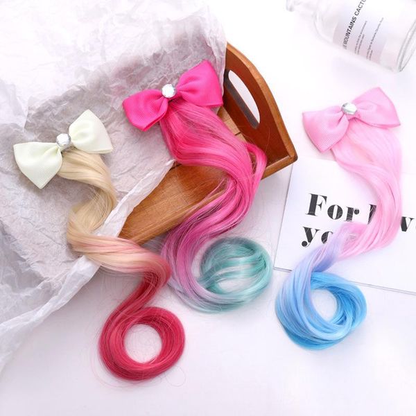 

hair accessories 14pcs/lot girls cute colorful wig butterfly clips sweet princess ornament kids headband wholesale accessories1, Slivery;white