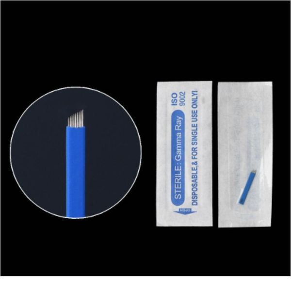 

100pcs blue tebori microblading 9 pin tattoo needles permanent makeup blade for 3d eyebrow embroidery manual ta jllllj