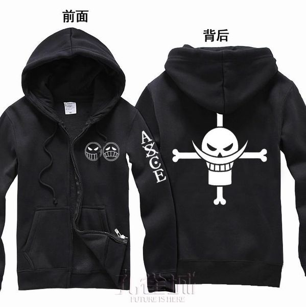

men's hoodies & sweatshirts anime one piece white beard portgas d ace hooded sweatshirt cosplay hoodie costumes mens 100% cotton print, Black