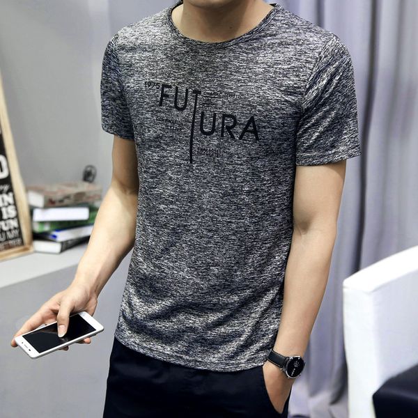 

cool t-shirts men fashion basic printed t-shirt mens clothing casual t shirt summer tee futura letter grey korea slim style 2020 kg-1, White;black