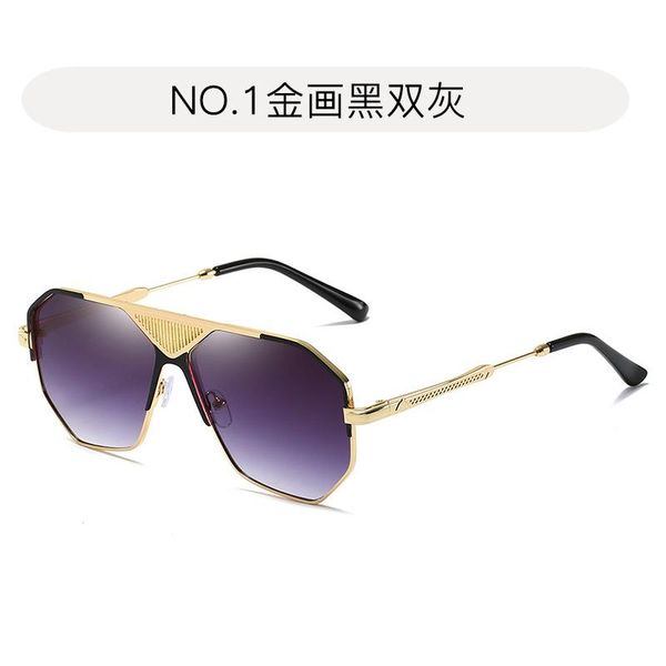 

2021 new fashion men's sunglasses trend personality oloey irregular metal sun glasses for women camping hiking uv400 oculos, White;black