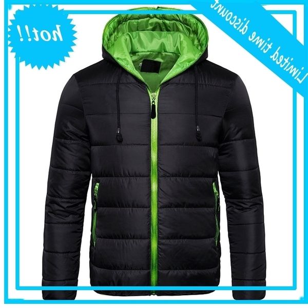 

new waterproof jacket hoodied parka warm winter coat men thicken zipper mens, Black