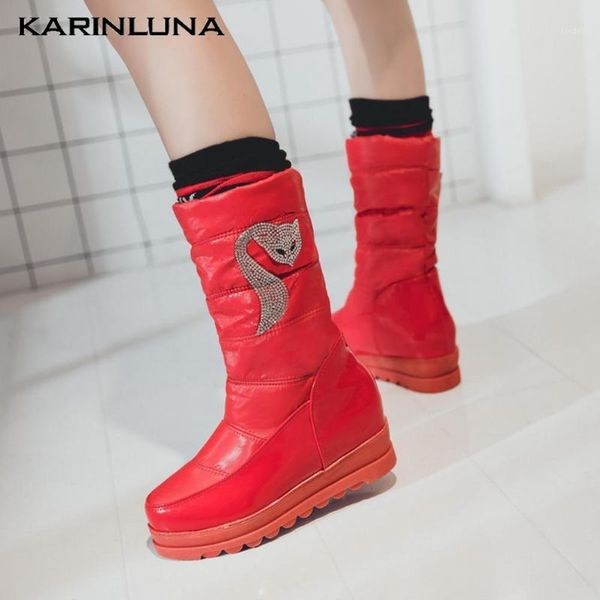 

boots karin 2021 big size 43 warm plush russia waterproof non-slip platform winter shoes women snow female1, Black