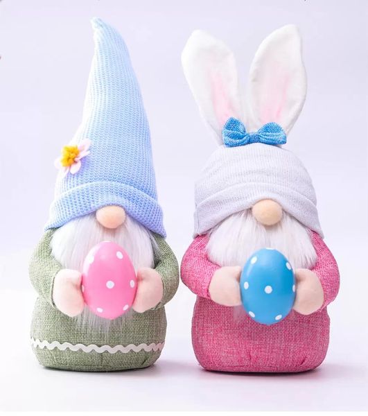 Easter Bunny Gnome com Easter Ovo Decoração Handmade Plusheless Festa Favor Ornaments Coelho Pelúcia Brinquedos Casa Festa Casa Festa Presentes