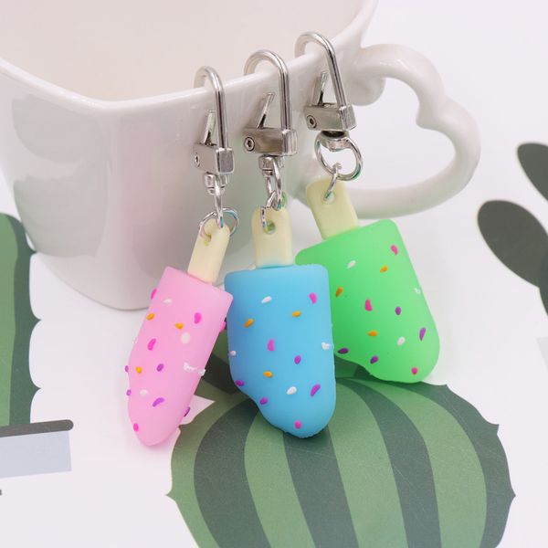 

fashion personalied small gift event giveaway cut creative ins wind candy color soft robber ice cream keychain pendant wholesale, Silver