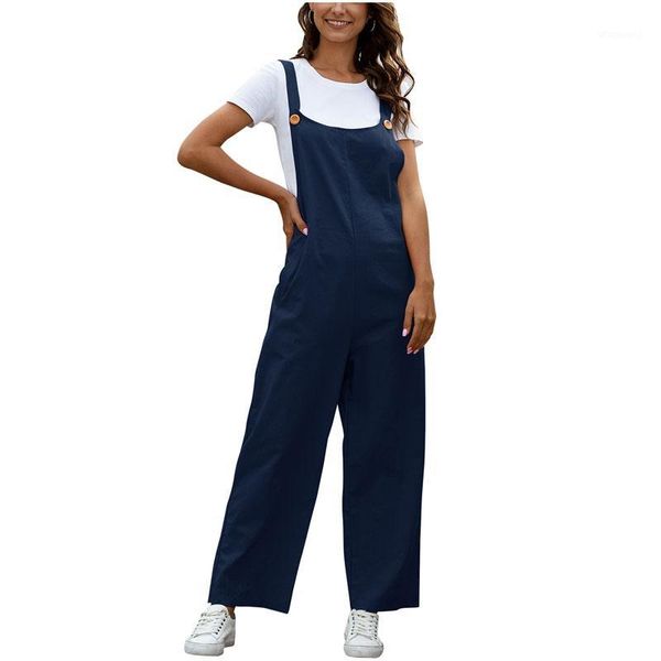 

fashion women jumpsuits summer new loose long trousers girls casual solid sleeveless open-back pocket jumpsuit1, Black;white