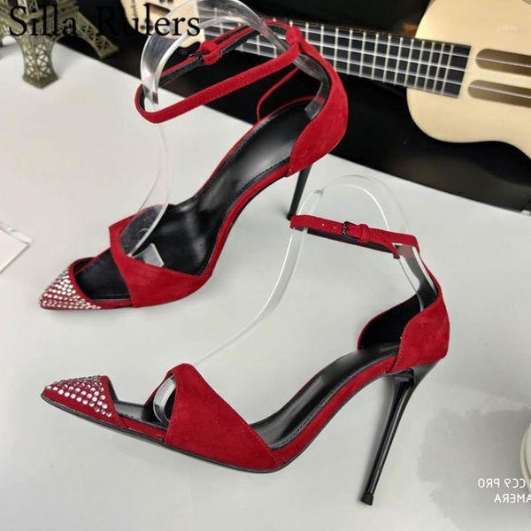 

dress shoes runway bling pointed toe gladiator sandals woman one strap buckle thin high heels summer party shoes1, Black