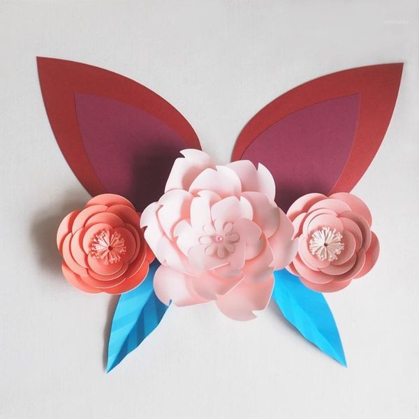 

decorative flowers & wreaths diy large giant paper rose fleurs backdrops 3pcs+ 2 leaves+ ears for wedding decorations nursery kids' bir
