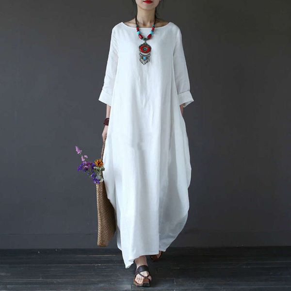 

4 round sleeve neck 3 / long skirt style dress, Black;gray