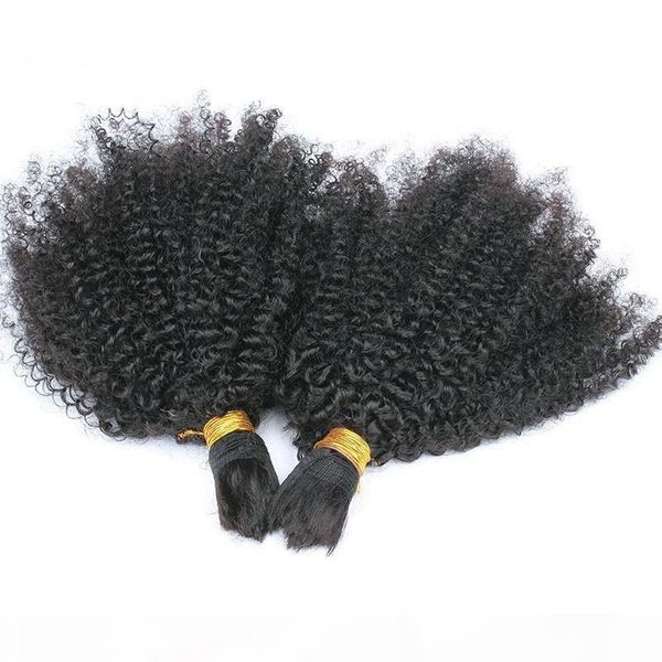 

natural mongolian afro kinky bulk hair 300g kinky afro hair bulk human hair for braiding bulk no attachment kinky curly, Black