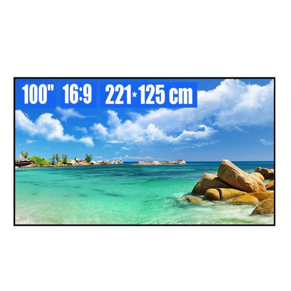 

projection screens 100 inch 16:9 white soft ultra-narrow fixed frame screen 4k/8k hd 3d movie projector for home theater