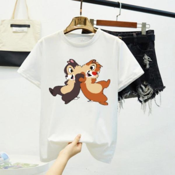 

2020 summer t shirts women streetwear squirrel printed graphic tees women 100% cotton funny vintage casual t-shirts top, White