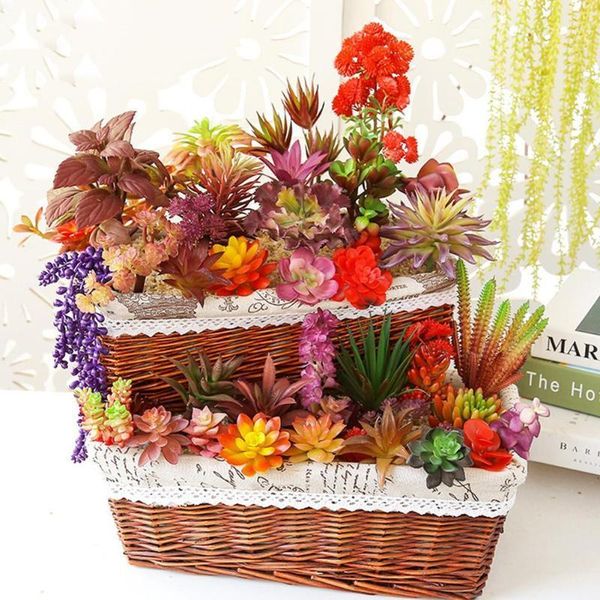 

1pc bright color artificial plants succulent plant diy home office garden home decoration living room bonsai decoration1