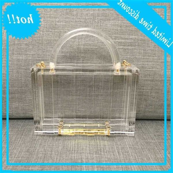 

transparent fashion women vertical pattern handbag chains shoulders luxury party prom elegant banquet evening dress diner