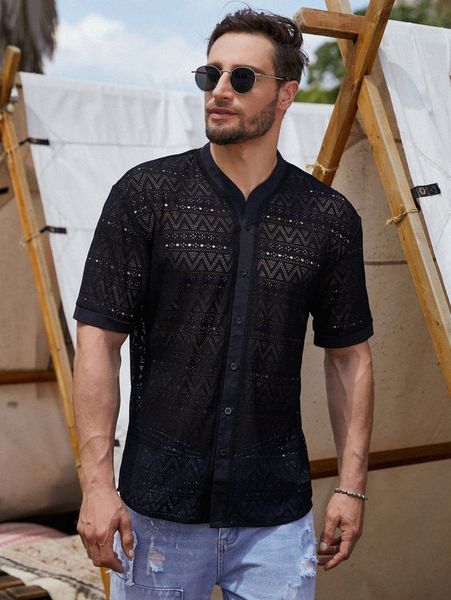 

men hollow out shirt b84k#, White;black