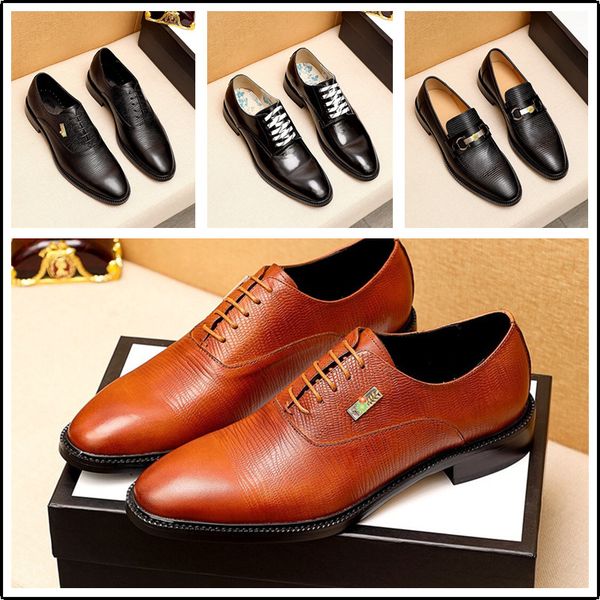 

fashion men oxford shoes classic style shoe wingtip mix color lace up luxury men dress shoes wedding office genuine leather shoes men, Black
