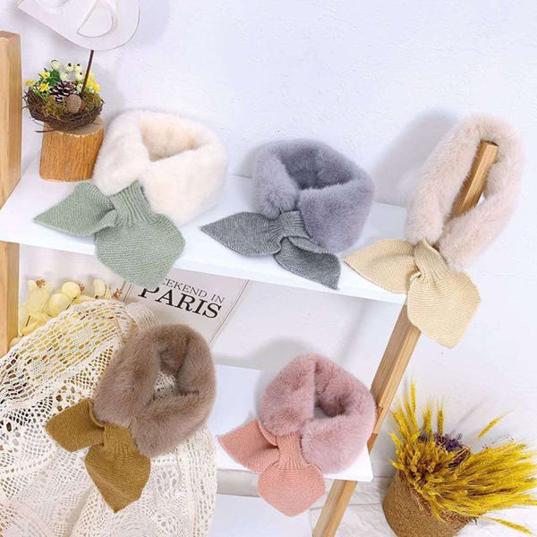 

versatile, autumn winter children's lengthened thickened, warm and korean sweet thickened rex rabbit wool scarf, Red;brown