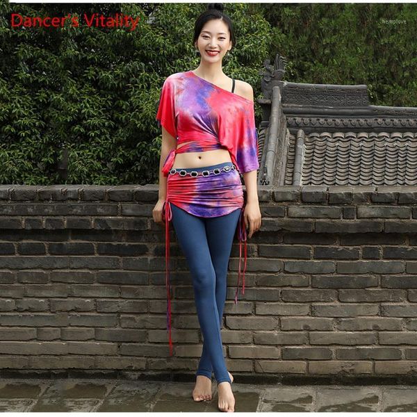 

women autumn winter haft-sleeved dance costume new belly dance practice clothing oriental skirt pants set1, Black;red