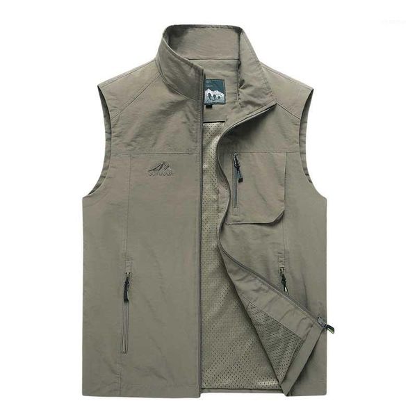 

fashion lightweight mesh vest m-7xl men casual polyester vest quick dry outdoor waistcoat style man clothing1, Black;white