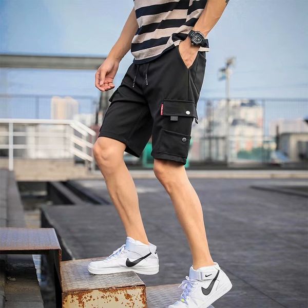 

2020 new tooling shorts men's big pocket casual loose large size capris trend youth student pants, White;black