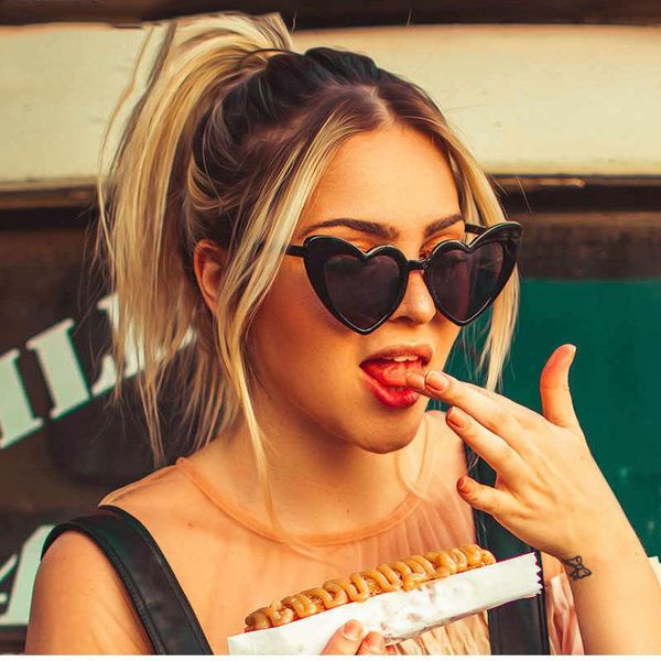 

sunglasses love heart women big frame sunglass retro fashion cute cat eye vintage oversized black shades, White;black