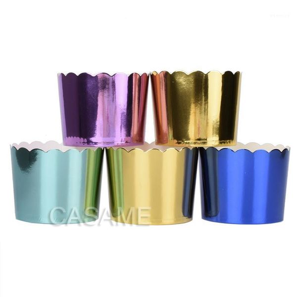 

50pcs gorgeous big foil cupcake paper holders wedding decorations wrapper wraps cake box muffin paper holders1