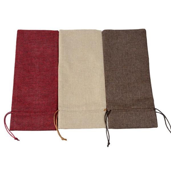 

gift jute bottle covers champagne pouch burlap packaging bag wedding party decoration wine bags drawstring cover gwd3048