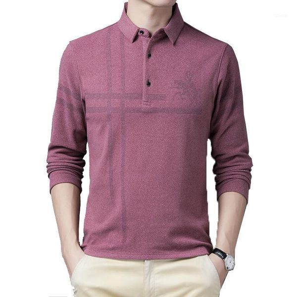 

men's t-shirts browon spring autumn men graphic t shirts slim thin long sleeve polyester t-shirt business turn-down solid color tees 1, White;black