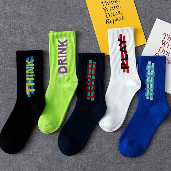

socks men and women stocks couples tide socks autumn new letters stocks cotton hip hop street sports, Black