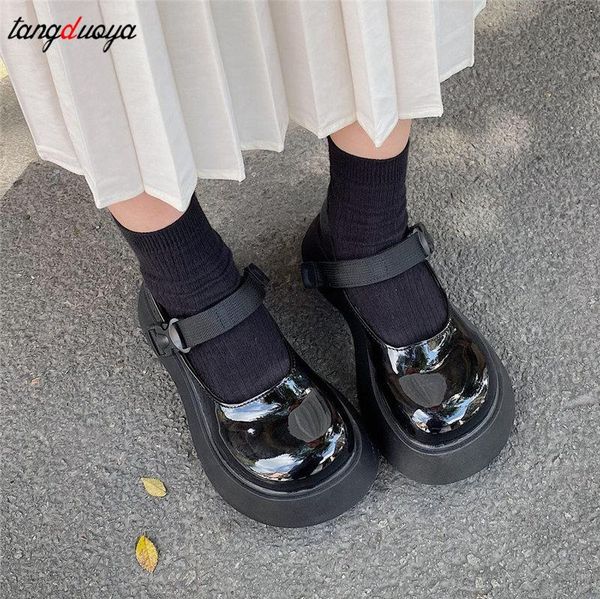 

dress shoes loli sweet lolita platform round head thick heel cross bandage women kawaii cosplay mary jane, Black